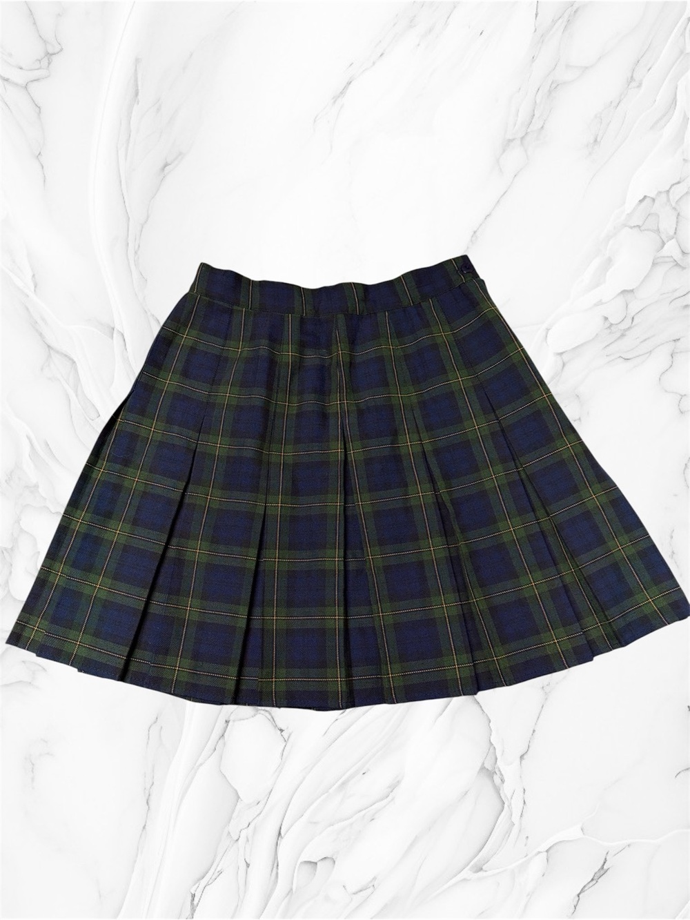 Vintage Tracy Evans Navy and Green Tartan Pleated Skirt sz 9